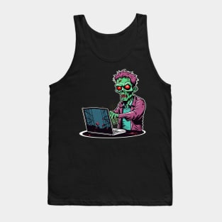 Zombie software developer computer engineer it guy halloween design Tank Top